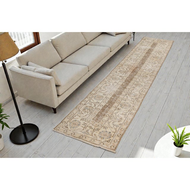 Turkish Antique Handknotted Wool Runner Rug For Sale - Image 3 of 10
