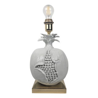 Italian Sculptural Ceramic Table Lamp on Gilt Base, 1970s For Sale