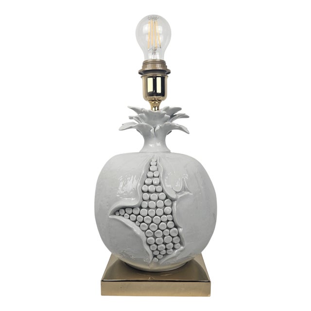 Italian Sculptural Ceramic Table Lamp on Gilt Base, 1970s For Sale