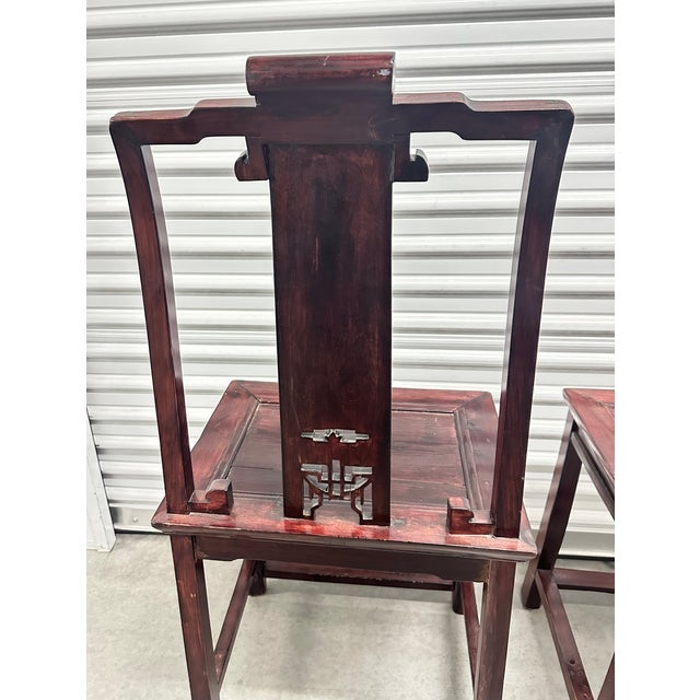 19th Century Antique Chinese Yoke Back Scholar's Side Chair Set For Sale - Image 11 of 11