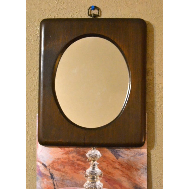 This is a Mid-Century Modern Walnut Wood Hallway Belart Inc. Mirror dated 1976 from the Masterpiece Collection made in...