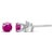 Contemporary .925 Sterling Silver 3.5 MM Created Round Pink Ruby Solitaire Stud Earrings For Sale - Image 3 of 5