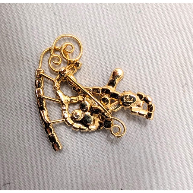 Red Vintage 1960s Signed Hobe Rhinestone Santa Claus in His Sleigh Brooch For Sale - Image 8 of 8
