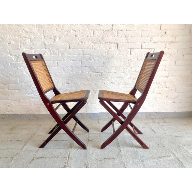 Folding Chairs in Vienna Straw, 1970s, Set of 6 For Sale - Image 4 of 18
