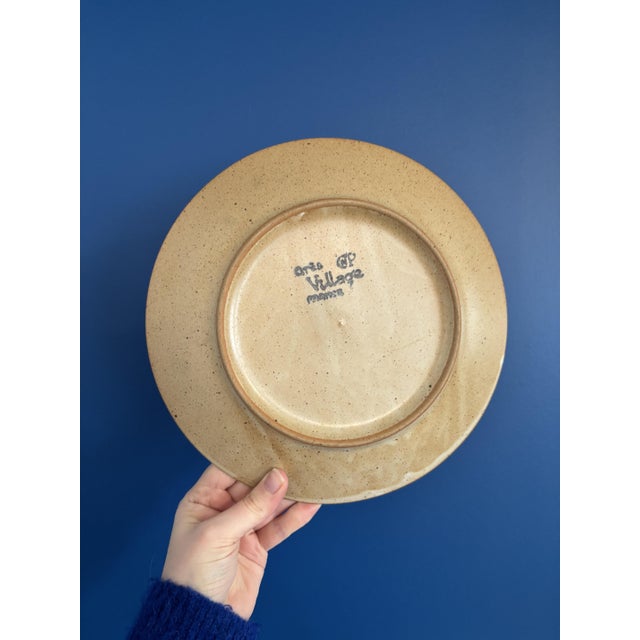 Ceramic Vintage Flat Fish Plates from Grès Village, Set of 10 For Sale - Image 7 of 8