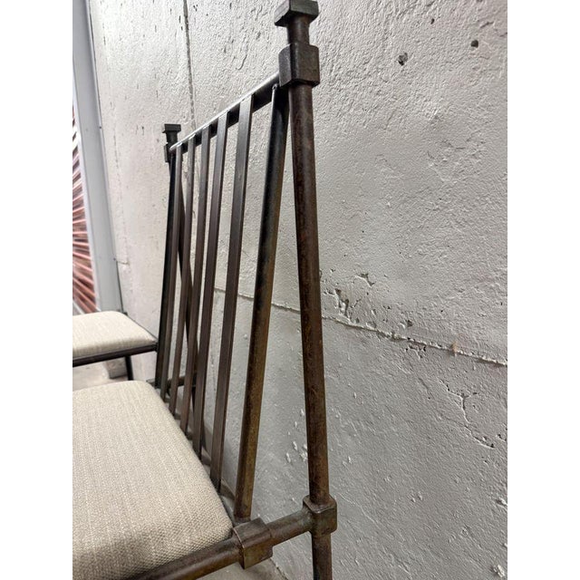Late 19th Century Pair Antique Iron Chairs With Holly Hunt Upholstery For Sale - Image 5 of 10