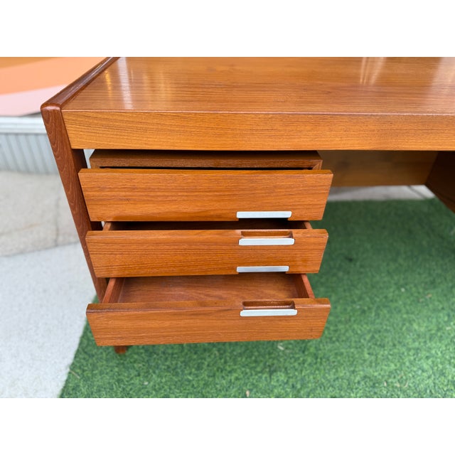 Danish Mid-Century Modern "Floating" Executive Desk in Teak by Dyrlund, Denmark, C. 1960s For Sale - Image 13 of 16