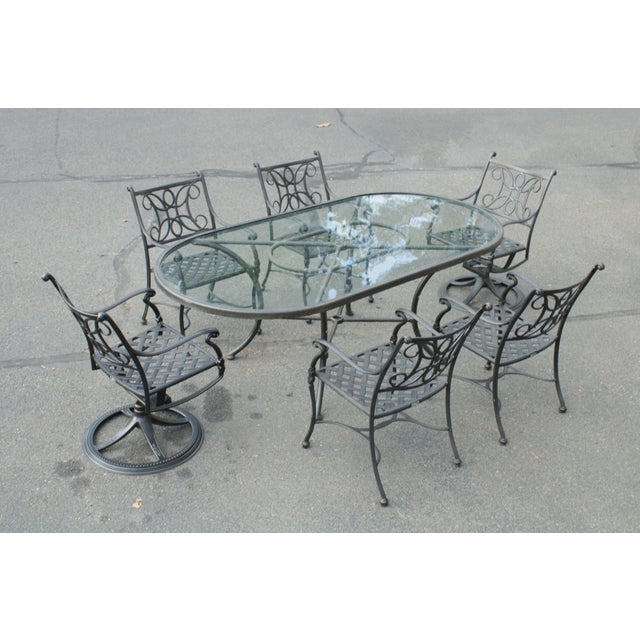 Woodard Landgrave Cast Aluminum Patio Dining Set, Table + Chairs Set