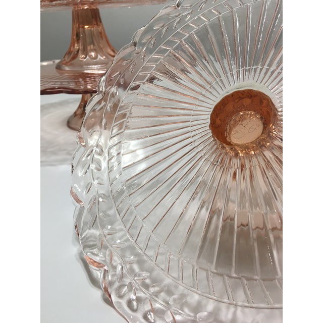 Pink Depression Glass Pedestal Cake Plates - Set of 3 ...