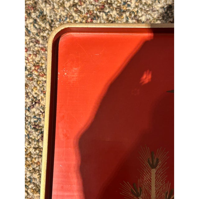 Early 20th Century Japanese Hand-Painted Lacquer Tea Tray For Sale - Image 10 of 12