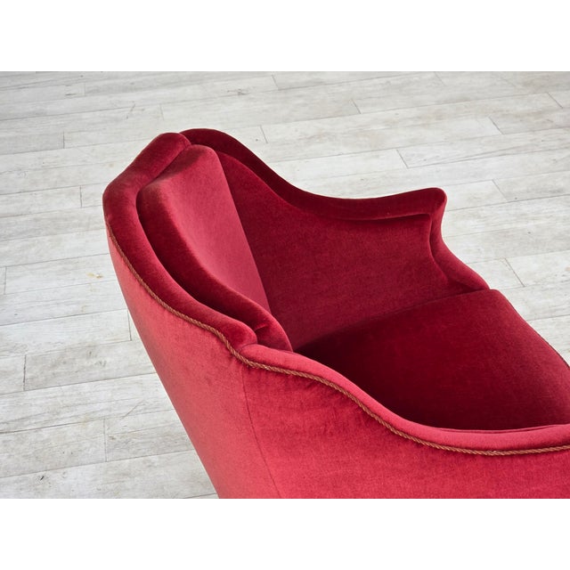 Danish Armchair in Velour with Ash Legs, 1960s For Sale - Image 9 of 18