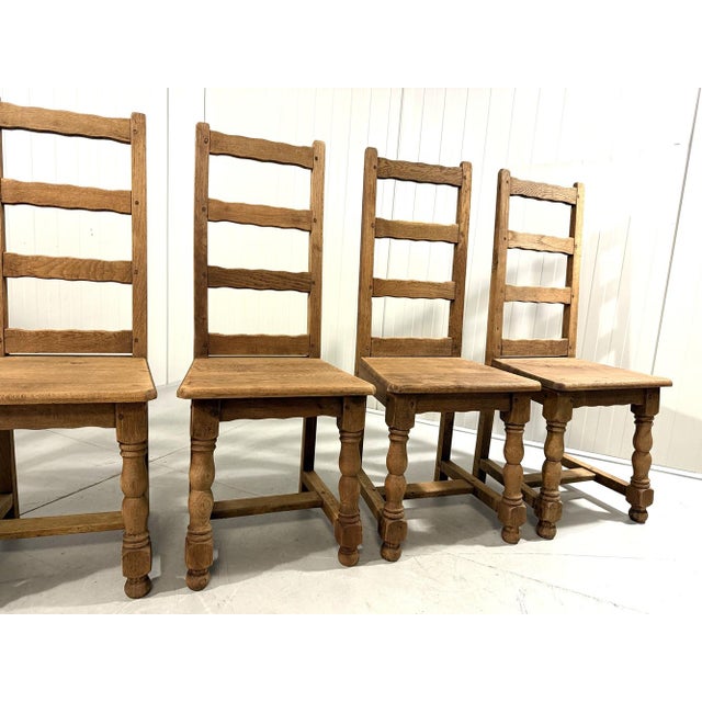 Antique Rustic Oak High Back Dining Chairs, 1900s, Set of 6 For Sale - Image 11 of 15