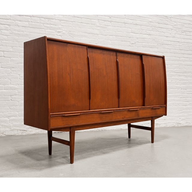 E. W. Bach Large Danish Mid Century Modern Teak Credenza / Sideboard, by e.w. Bach, C. 1960's For Sale - Image 4 of 14