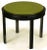 Ebonized and French polished round wood-base side table with raised wood top clad in tooled green leather. Reminiscent of...