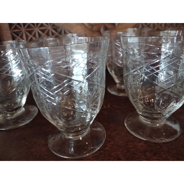 Traditional 1920s Rock Crystal Juice / Parfait Glasses - Set of 8 For Sale - Image 3 of 5