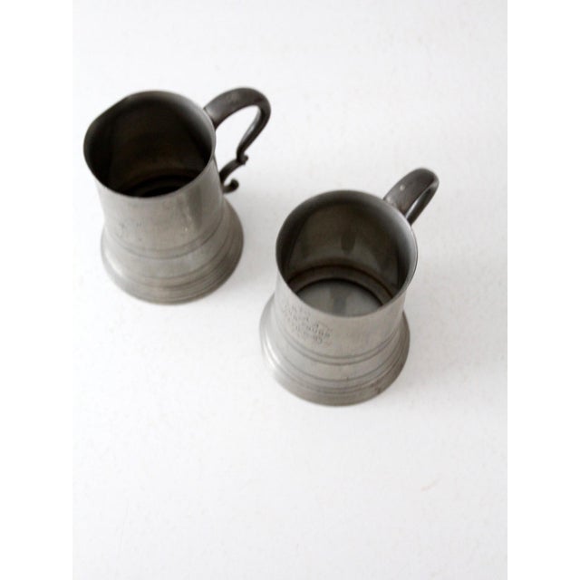 Antique Glass Bottom Pewter Tankards Pair For Sale - Image 6 of 13