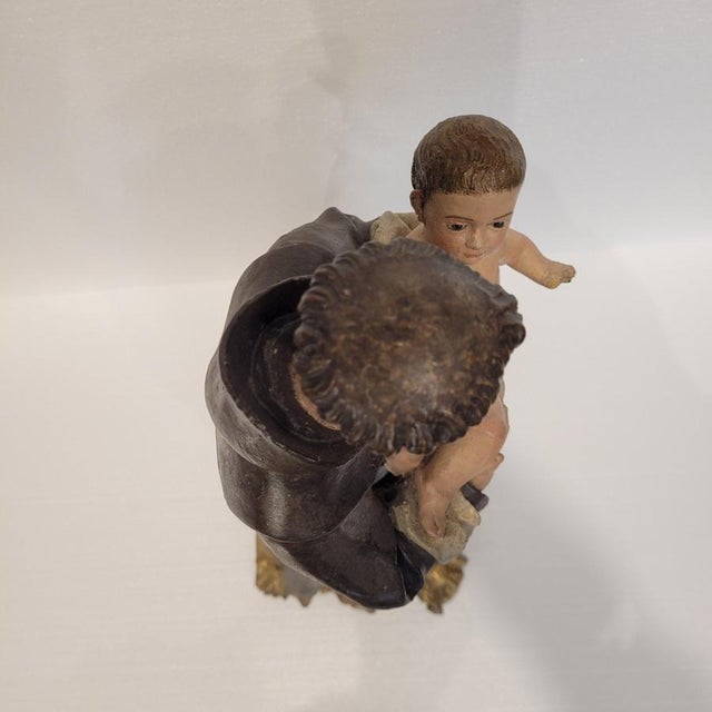Spanish School Artist, Sculpture of Saint Anthony of Padua with the Child, Late 18th Century, Wood For Sale - Image 11 of 18