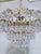 Hollywood Regency Vintage Brass and Glass Rosette Rim and Crystal Prism Chandelier For Sale - Image 3 of 12