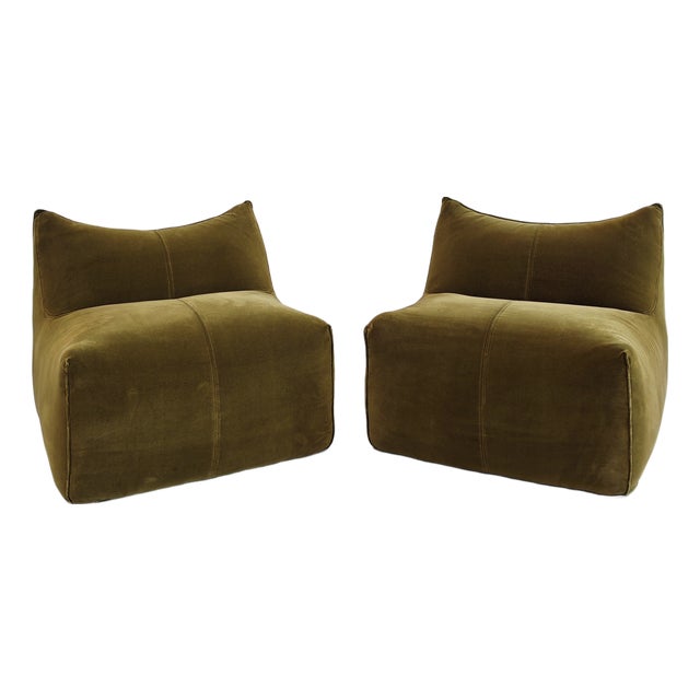 Le Bambole Modular Armchairs in Green Velvet by Mario Bellini for B&B Italia, 1970s, Set of 2 For Sale