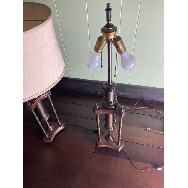 Vintage Chinoiserie Bamboo Style Chapman Table Lamps-A Pair For Sale - Image 6 of 9