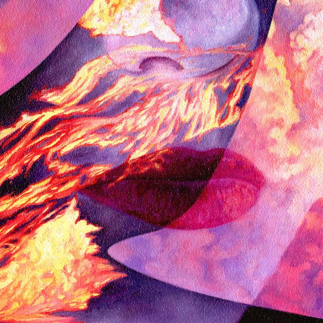 Early 21st Century Moment to Moment by Amanda Seckington | Oil on panel Abstract portrait with volcanic imagery. For Sale - Image 5 of 5
