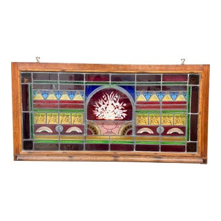 Vintage Stained Glass Window Panel For Sale
