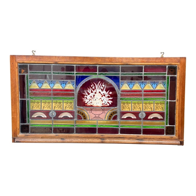 Vintage Stained Glass Window Panel For Sale