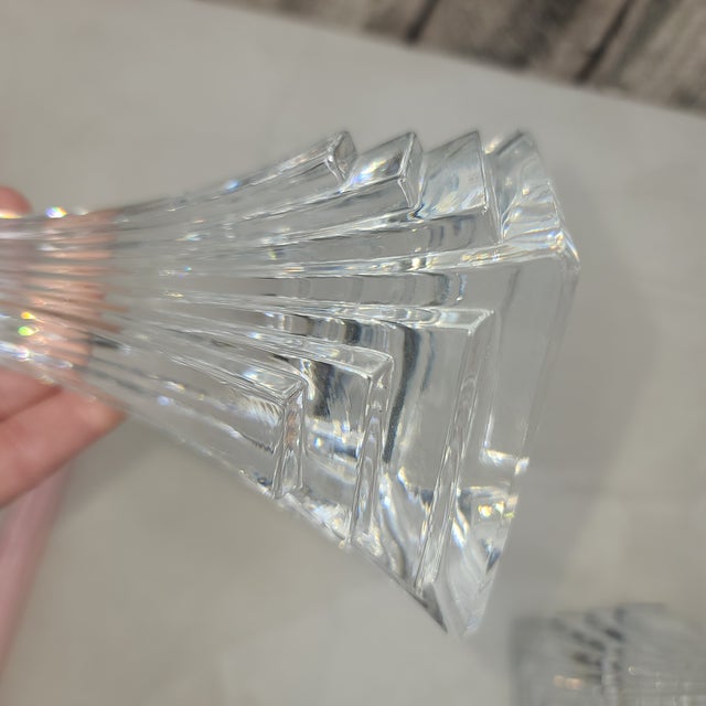 Vintage 1980s Mikasa Attributed Crystal City Lights Art Deco Candle Holder Pair For Sale - Image 11 of 18