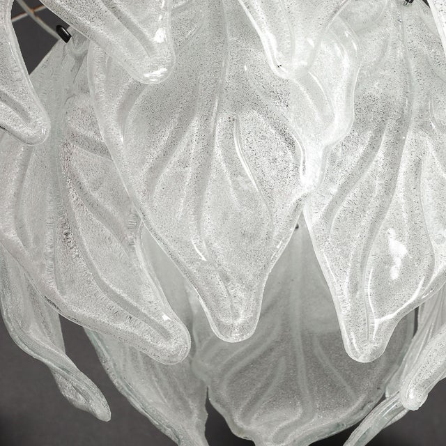 Mid-Century Hand-Blown Leaf Form Mottled Murano Glass Chandelier by Mazzega For Sale - Image 17 of 17