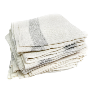 Vintage Mid-Century Metallic Sparkling Silver & White Cloth Table Linen Napkins - Large Matching Set of 18
