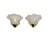 A set of shell-shaped glass wall sconces of Italian origin with a wavy edge and a brass mount. The glass features a white...