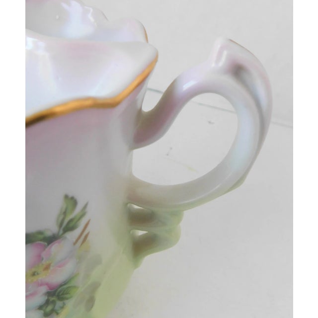 Light Pink Antique c.1890 Hand-Painted Porcelain Nippon Shaving Mug For Sale - Image 8 of 10