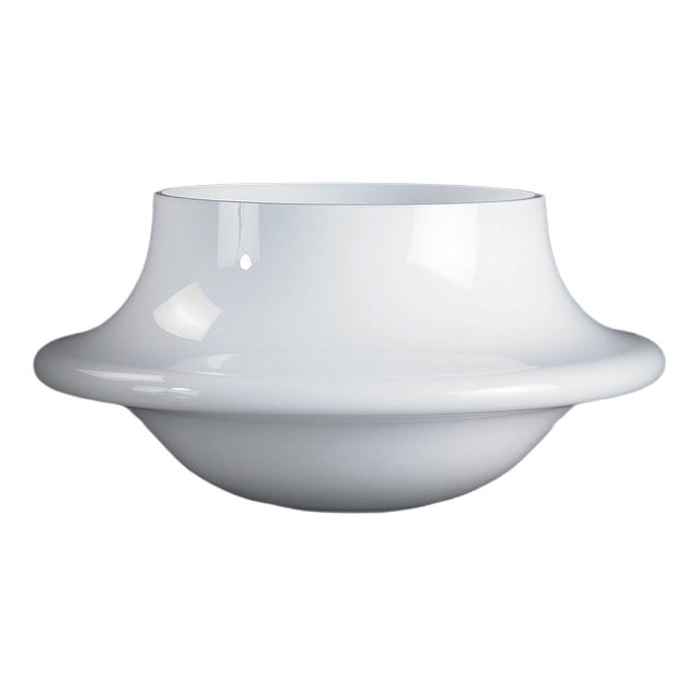 White Glass Atollo Vetro Bowl from VGnewtrend For Sale