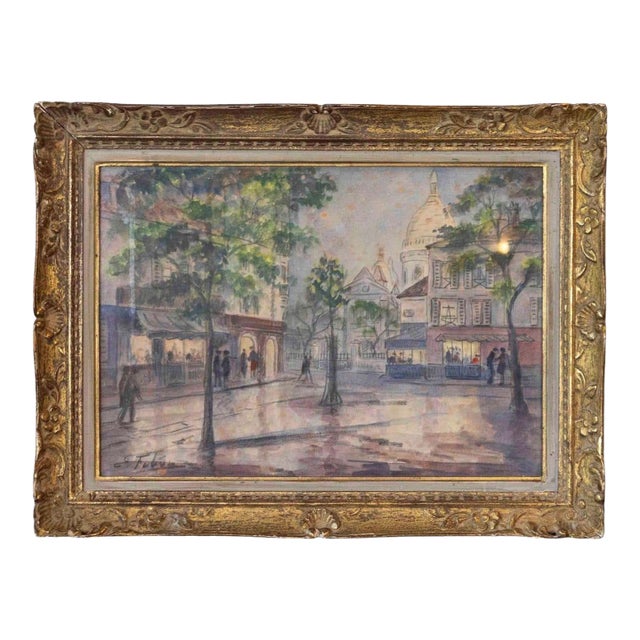 Mid 20th Century Eugène Febvre (1885-1967) Drawing Montmartre “the Sacred Heart” Paris For Sale