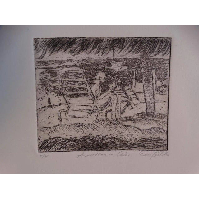 Mid-Century Modern Mid 20th Century "American in Cabo" Etching by Edward Sotello For Sale - Image 3 of 6