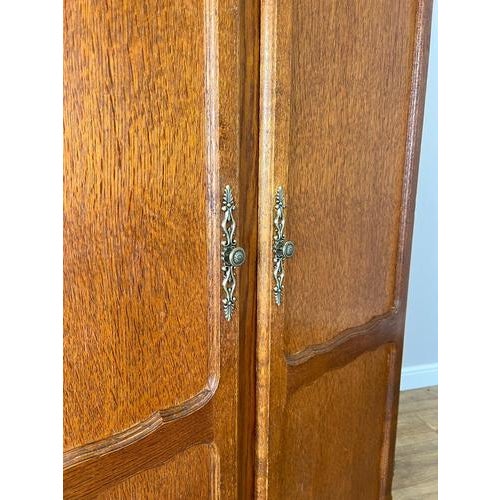 Brown Vintage French Louis XVI Style Carved Oak 2-Door Armoire For Sale - Image 8 of 10