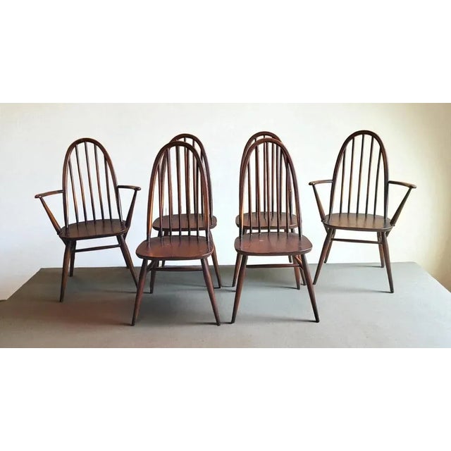 Quaker Windsor Chairs and Armchairs from Ercol, 1950s, Set of 6 For Sale - Image 14 of 14