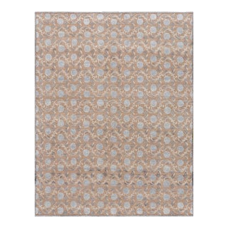 Rug & Kilim’s Modern Block Print Rug in Brown and Blue with Floral Patterns - 6x9 For Sale