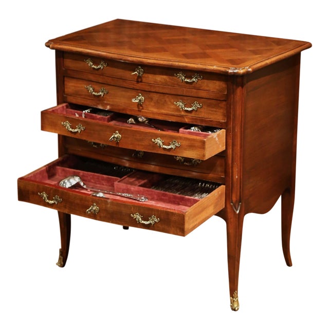 Walnut Chest Of Drawers With Complete Silver Plated Flatware 184