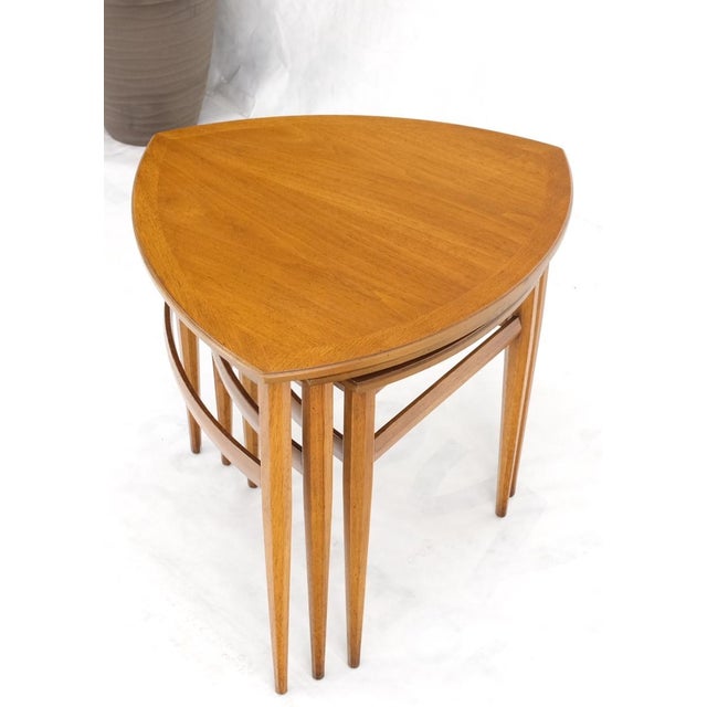 Set of Mid-Century Modern Three Rounded Triangle Shape Nesting Stacking Tables For Sale - Image 12 of 14