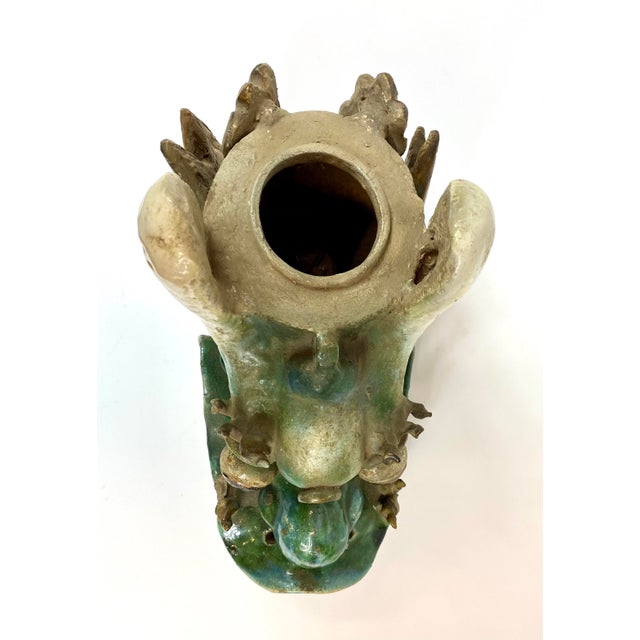 Green 18th Century Dragon Head Roof Tile For Sale - Image 8 of 9