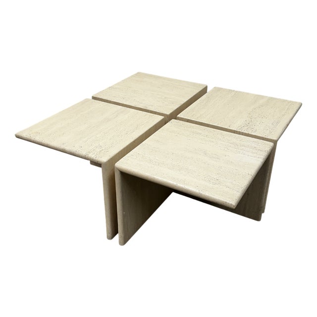 Modular Travertine Coffee Table, 1980s, Set of 4 For Sale