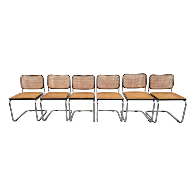 Cesca Chairs by Marcel Breuer for Knoll, Italy, 1970s, Set of 6 For Sale