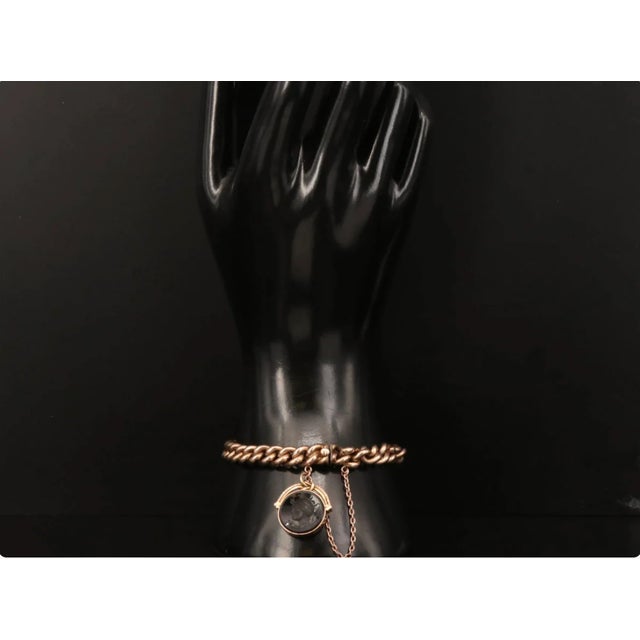 Antique Curb Chain Bracelet With Intaglio Sard Dangle For Sale In Seattle - Image 6 of 6