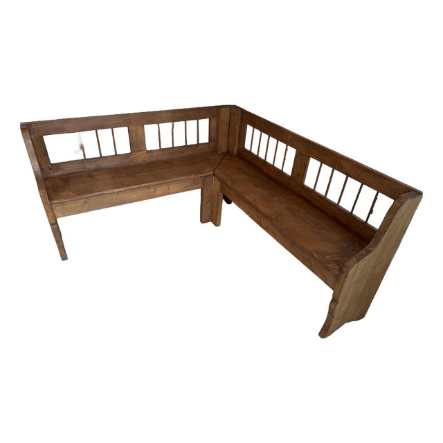 Farmhouse Wooden Corner Bench For Sale