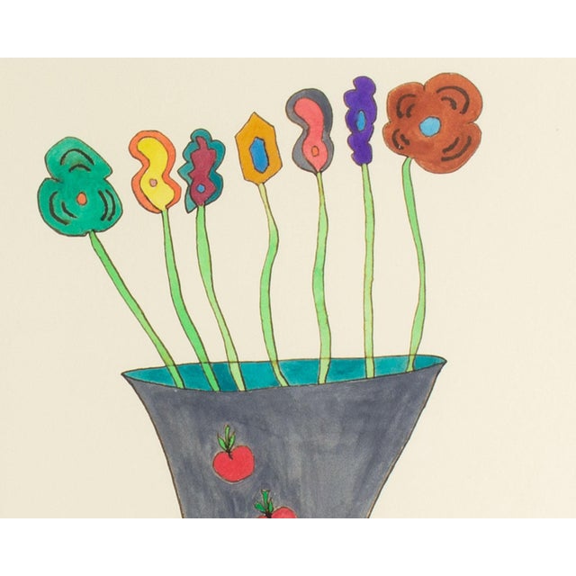 Paint 1991 "Fictitious Flowers #2" Gouache Painting by Steven Conant For Sale - Image 7 of 8