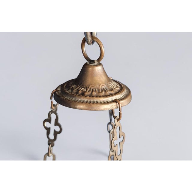Antique Greek Orthodox Byzantine Brass Sanctuary Vigil Oil Lamp, 1920 For Sale - Image 9 of 12