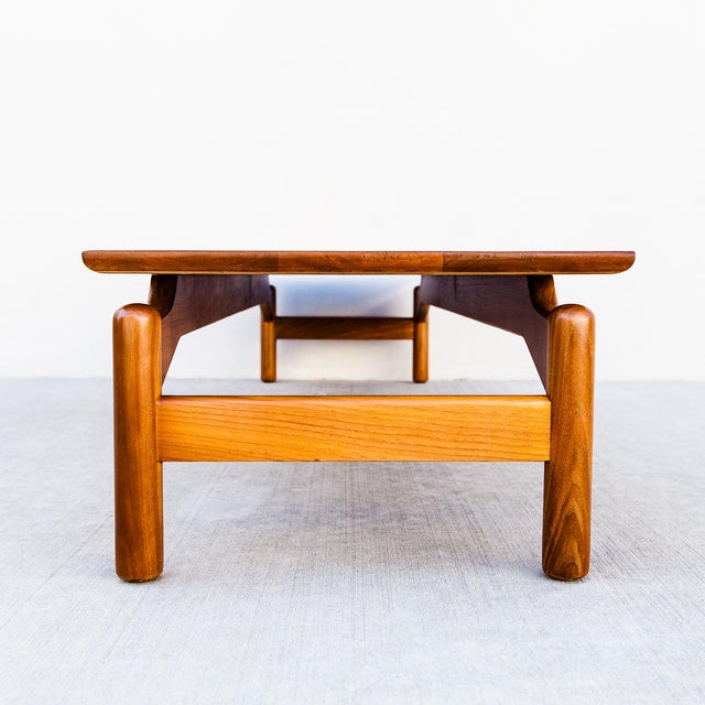 Restored 1950s Walnut Bench or Low Coffee Table Attributed to Greta Grossman For Sale - Image 16 of 18