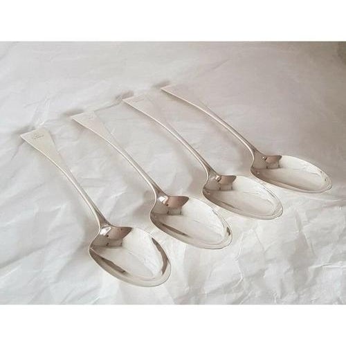 Antique Victorian Sterling Silver English Pattern Spoons, London, 1859, Set of 4 For Sale - Image 3 of 14