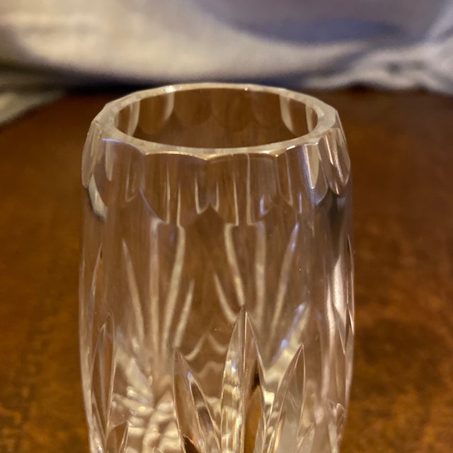 Beautiful vintage cut crystal bud vase featuring an elegant star and fan pattern with brilliant light reflection. Perfect...